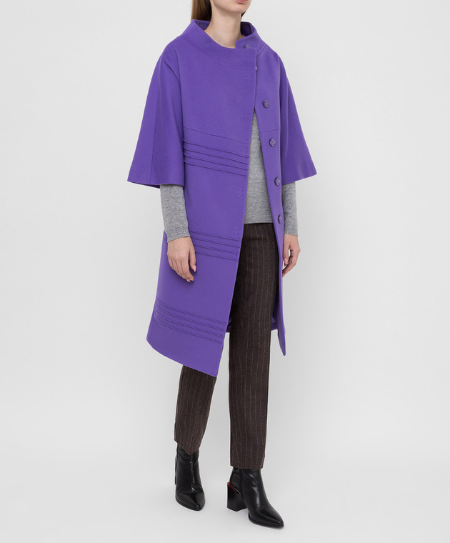 Heresis Фиолетовое пальто из шерсти J52100SLIMG300 изображение 2
