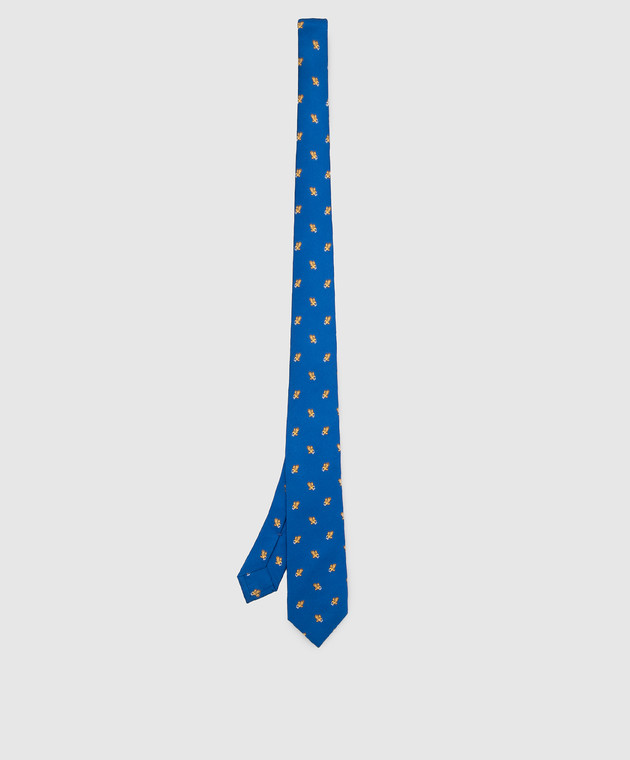 Stefano Ricci Детский шелковый синий набор из галстука и платка-паше в узор YDHNG601 изображение 2
