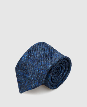 Stefano Ricci Детский синий шелковый галстук в узор YCP1425002