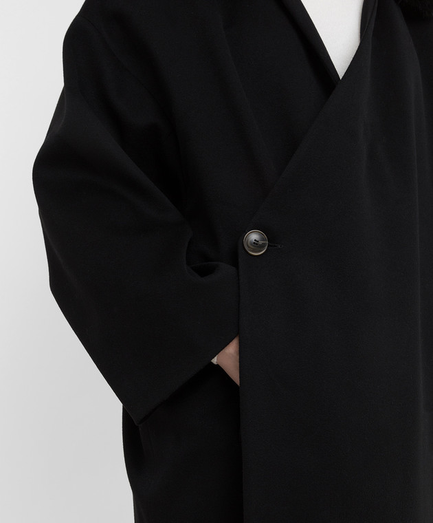 Simonetta Ravizza Черное пальто Nico из кашемира с мехом норки NICO изображение 5