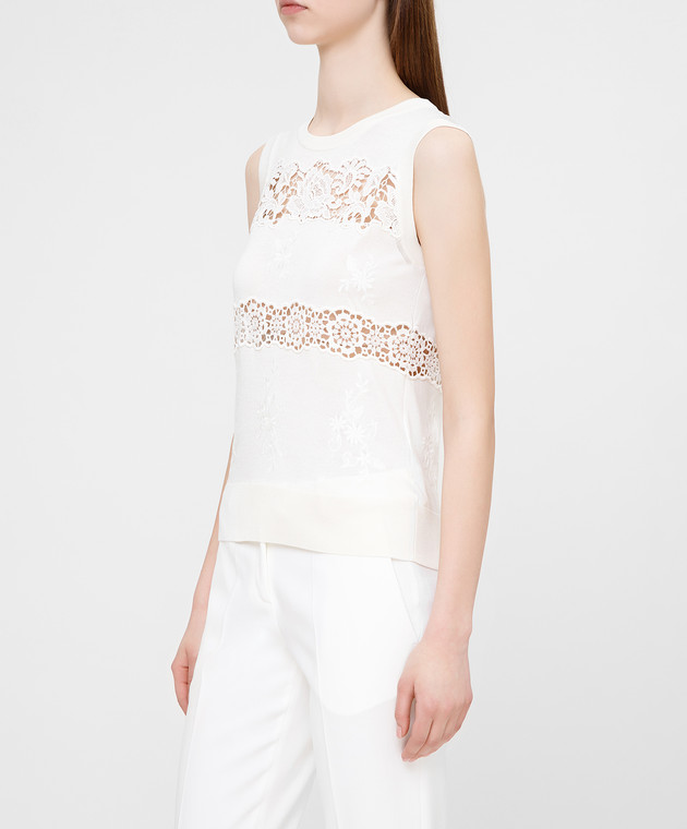 Dolce&Gabbana Белый топ из шелка FX360TJASFF изображение 3