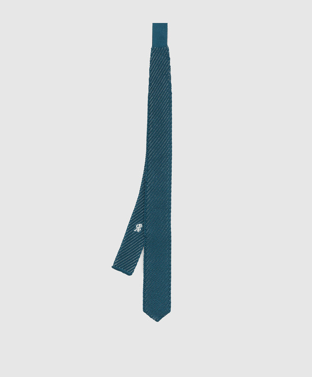 Stefano Ricci Дитячий бірюзовий шовковий галстук в візерунок YCRM3600SETA зображення 2