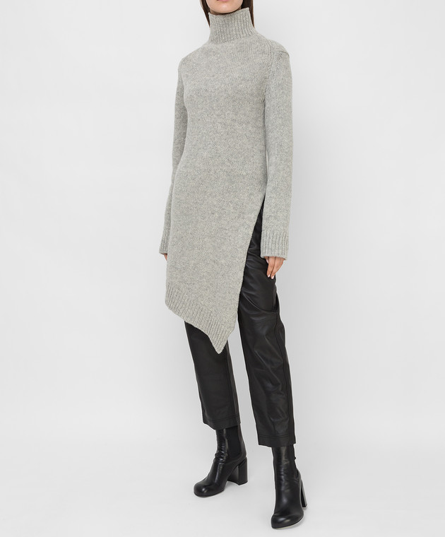 Jil Sander Світло-сірий светр з  вовни з асиметрією JSPT751050WTY20018 зображення 2