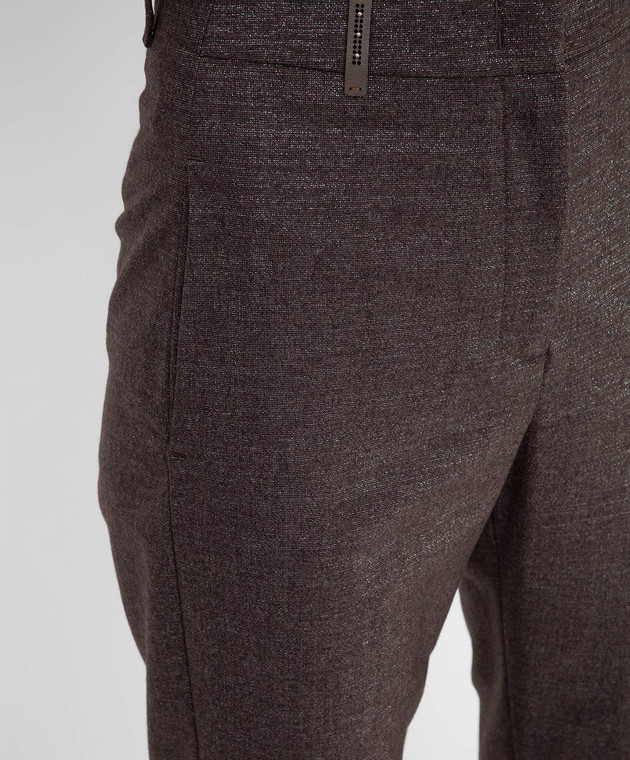 Peserico Темно-бежевые брюки из  шерсти с люрексом P0462508308 изображение 5
