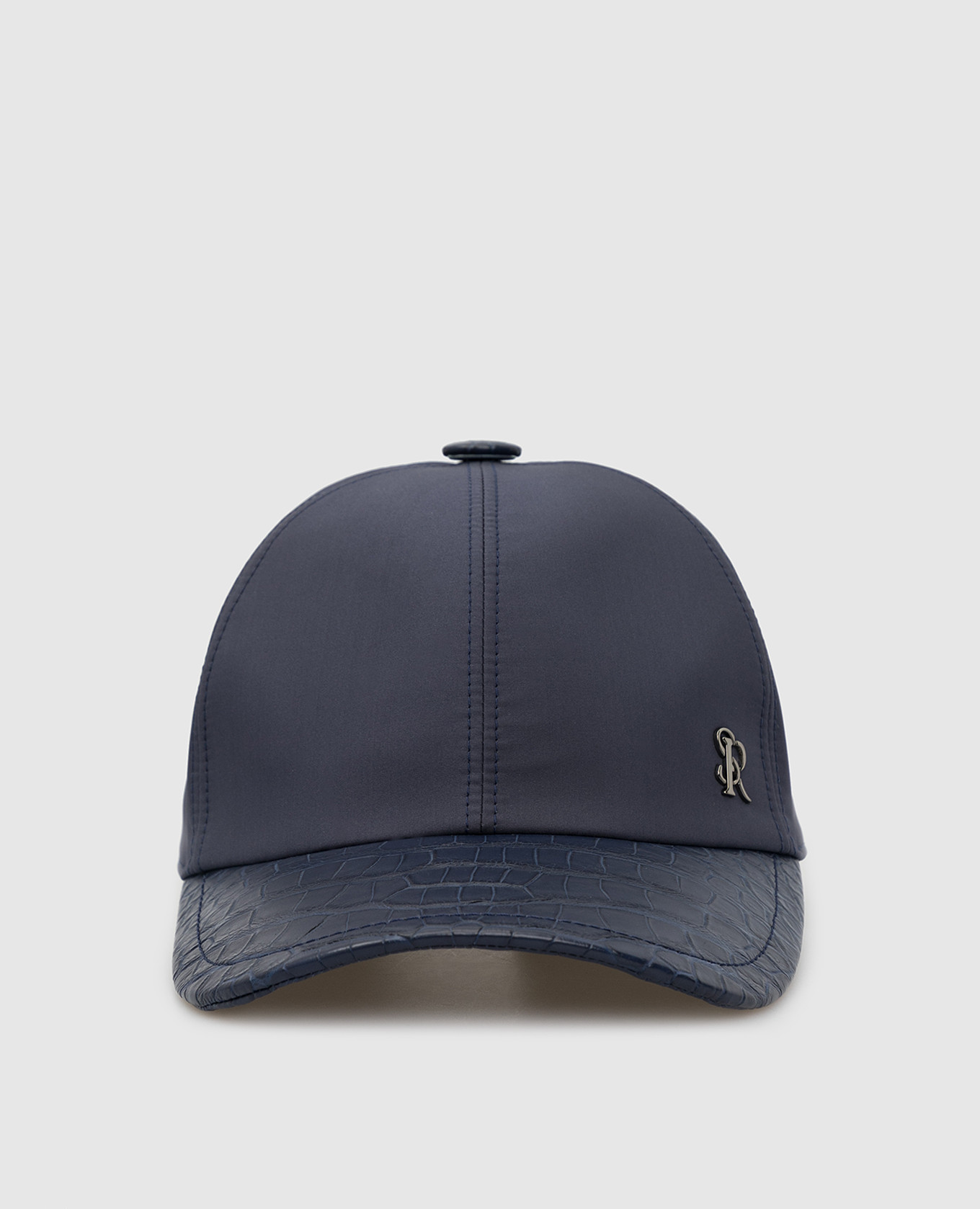 

Темно-синяя кепка из шелка и кожи крокодила Stefano Ricci, Тёмно-синий, Кепки