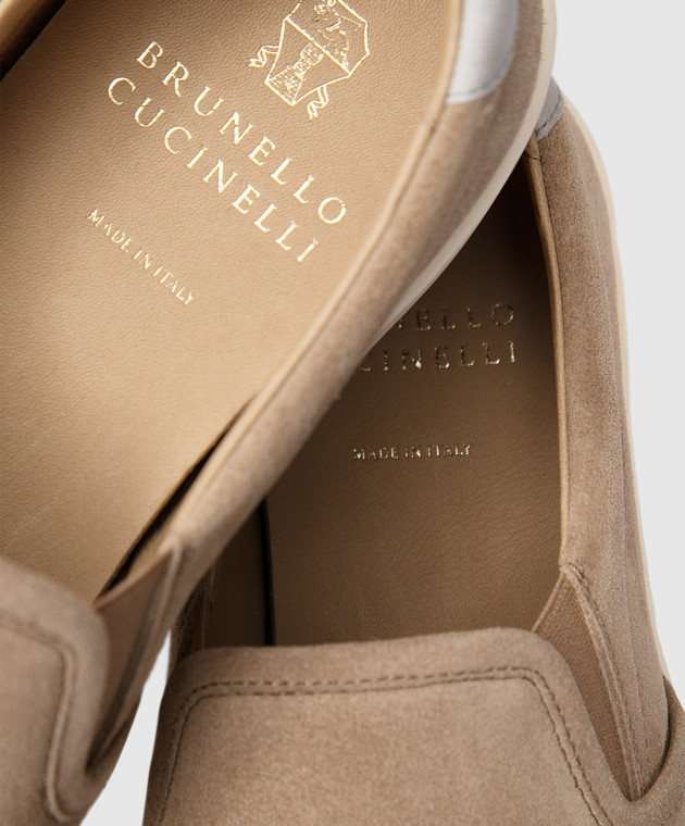 Brunello Cucinelli Темно-бежевые замшевые слипоны MZUCTEN269 изображение 5