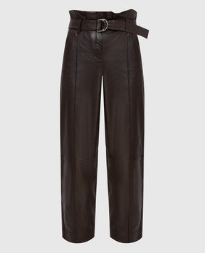 Yves Salomon Темно-коричневые кожаные брюки 21WYP205XXAPXX