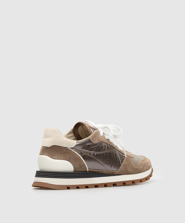 Brunello Cucinelli Темно-бежевые кроссовки MZSFG1851P изображение 4