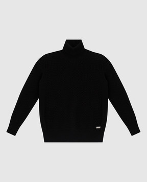 Stefano Ricci Детский черный свитер из кашемира в узор KY07014D01Y17409