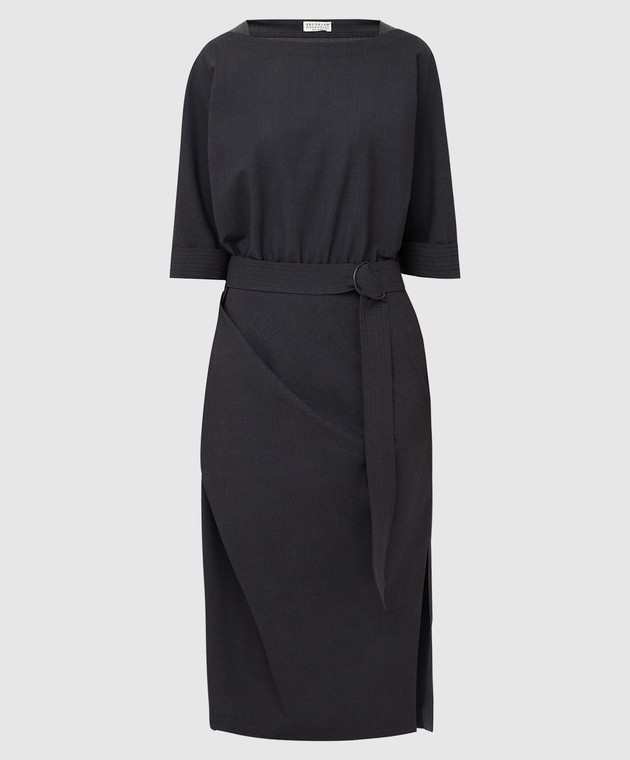 Brunello Cucinelli Темно-серое платье из шерсти MPW07A4607