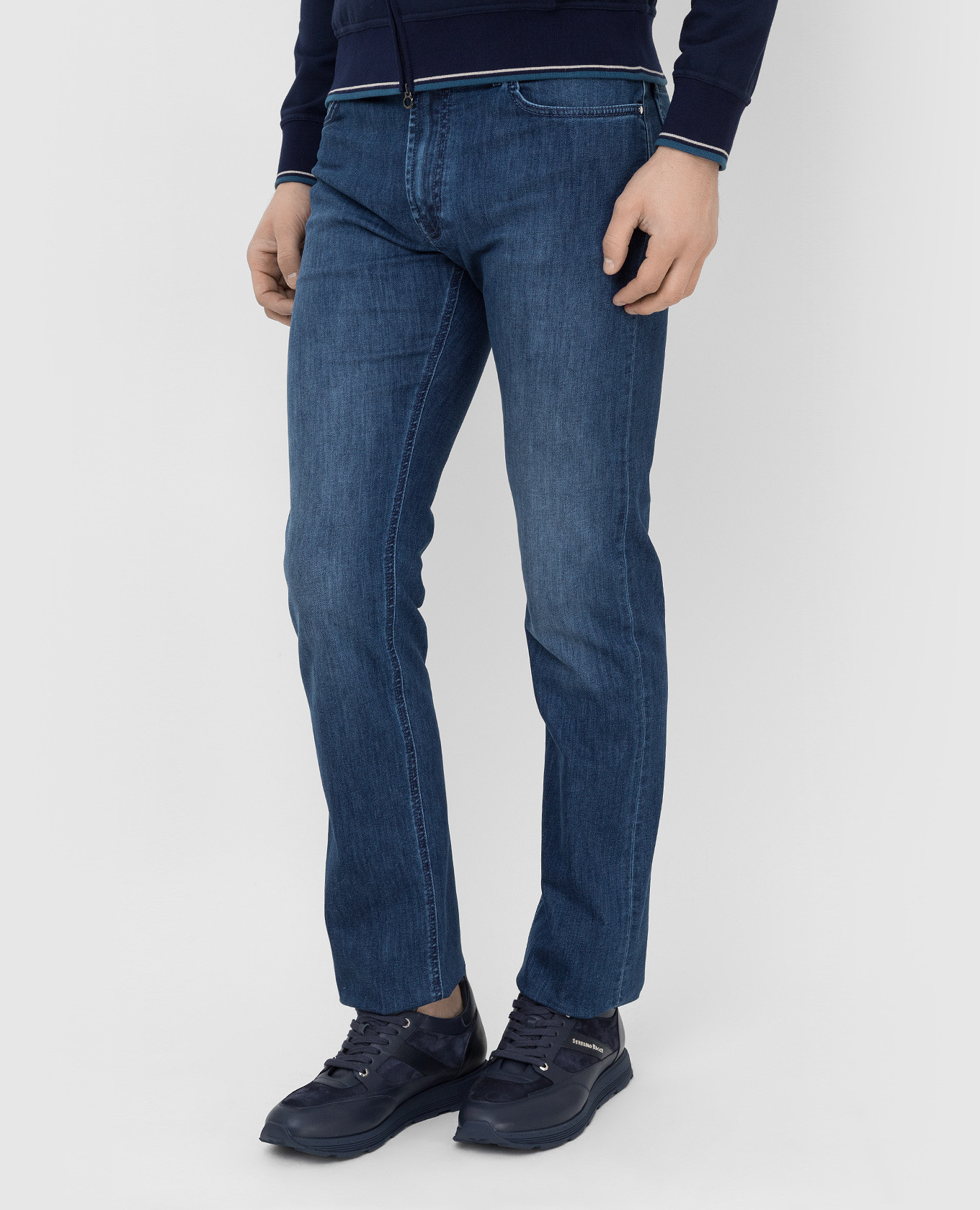 Stefano Ricci Синие джинсы с эффектом потертости MST14B10900022 изображение 3