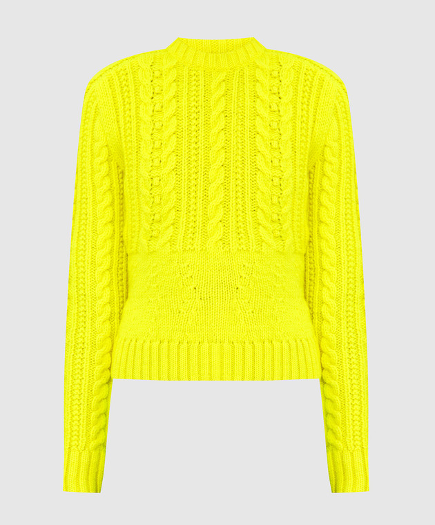 Philosophy di Lorenzo Serafini Неоново-желтый свитер из шерсти в фактурный узор A09257106