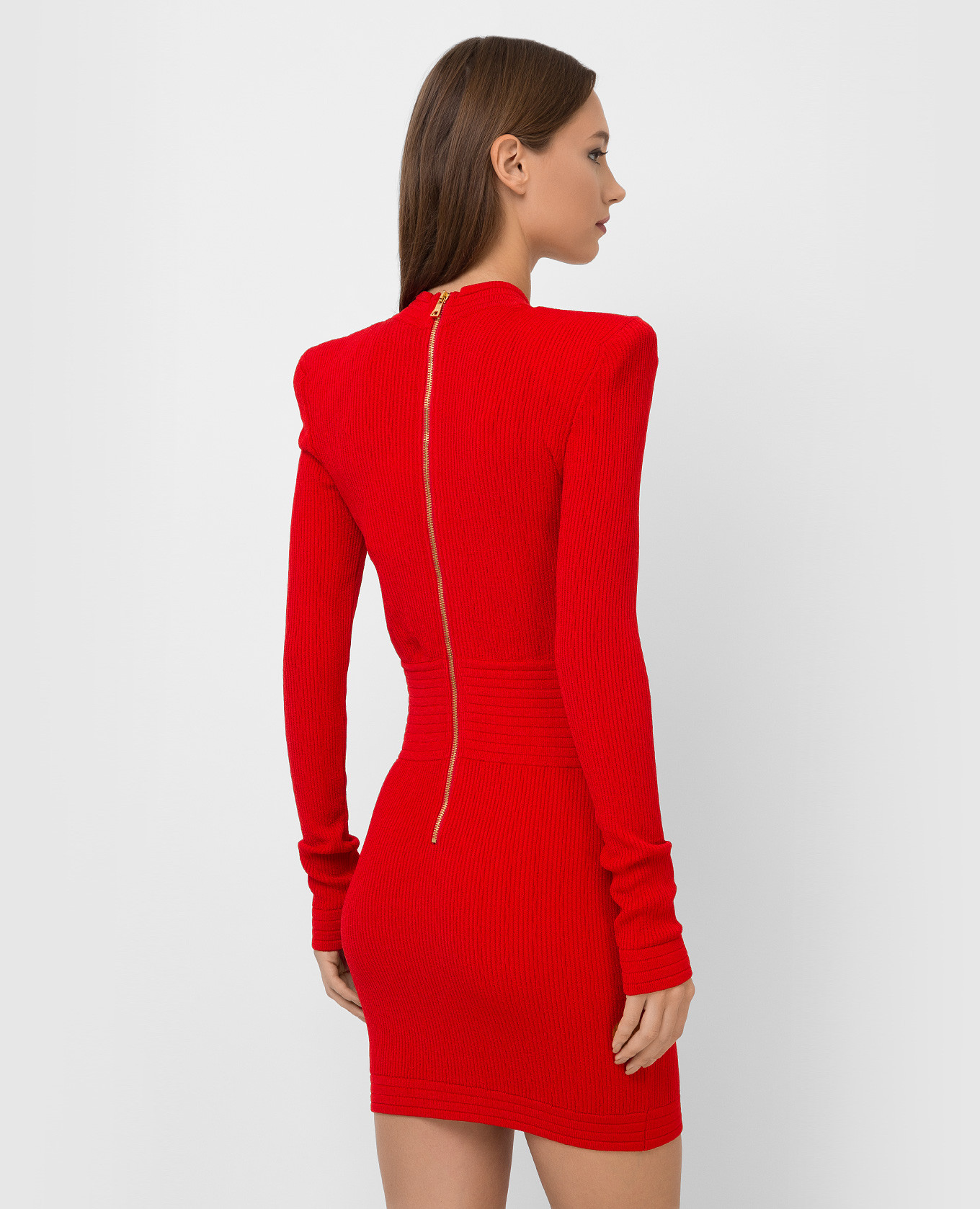 Balmain Красное платье мини с заклепками WF0R8060K211 изображение 4