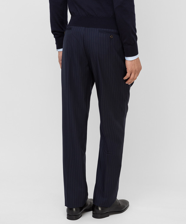 Brunello Cucinelli Темно-синие брюки из шерсти ML438PA07 изображение 4