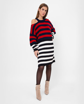 Balmain Сукня в смужку з вирізом WF0RF020K339