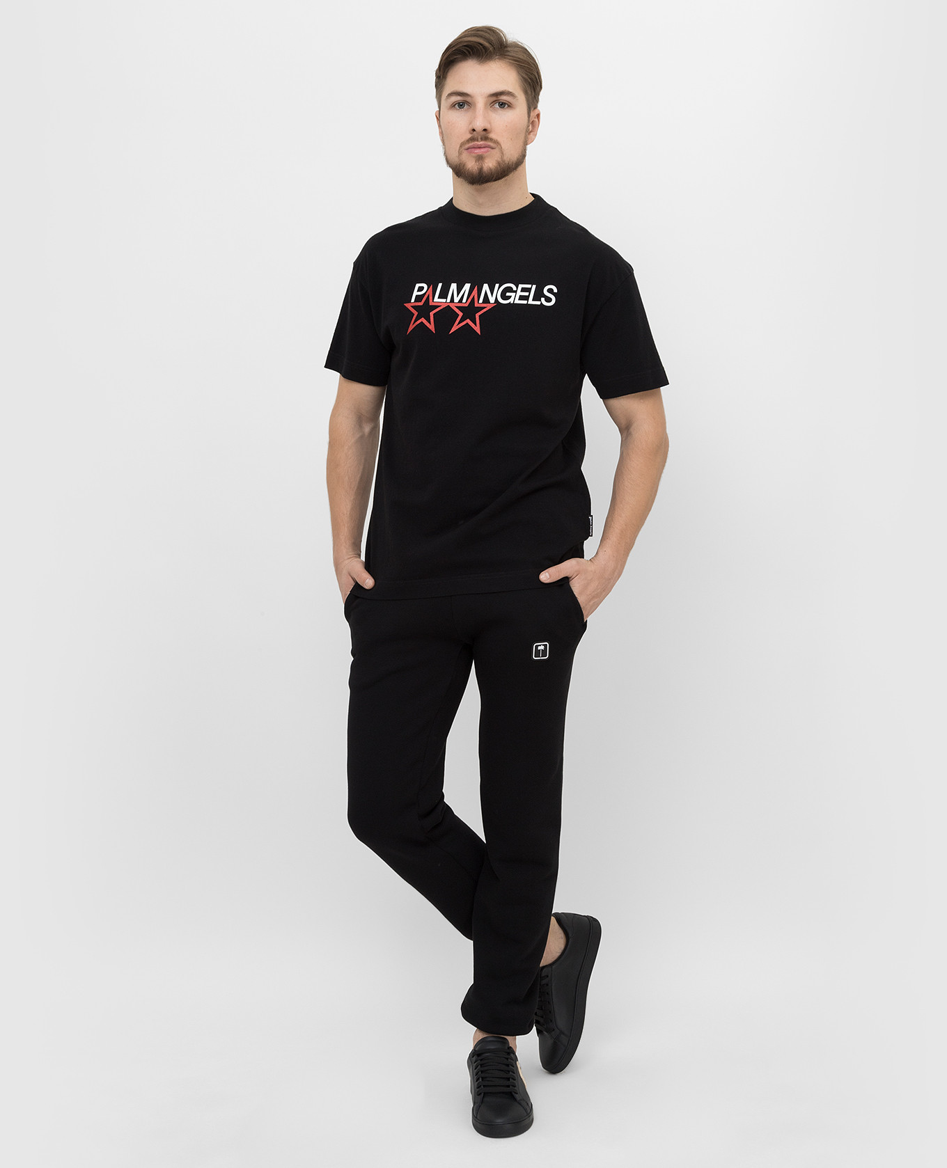 Palm Angels Черная футболка с принтом Stars PMAA001F21JER014 изображение 2