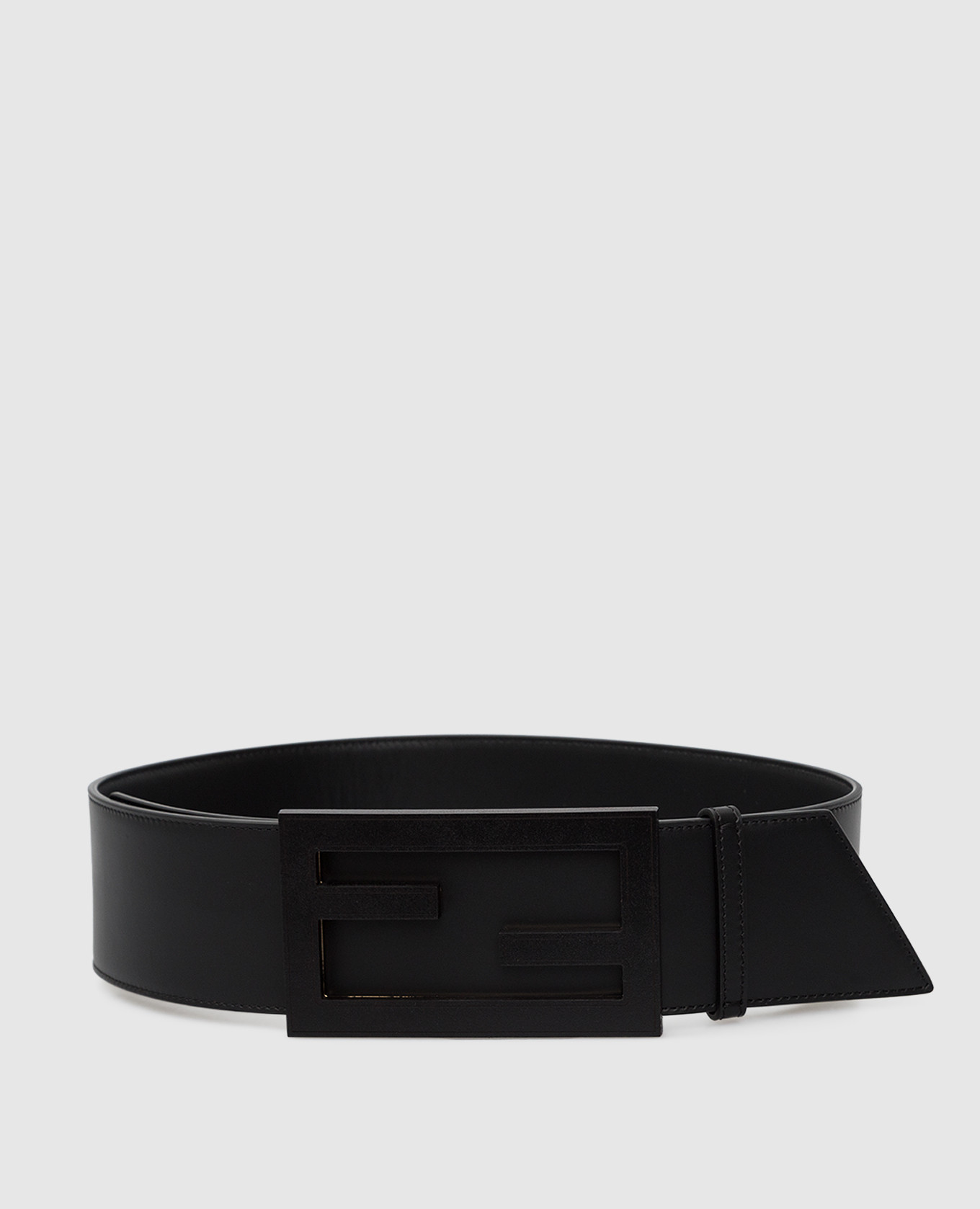 Black leather belt with monogram logo