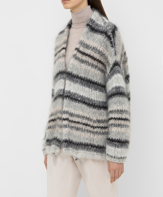 Brunello Cucinelli Світло-сірий кардиган з мохеру M1U311306 зображення 3