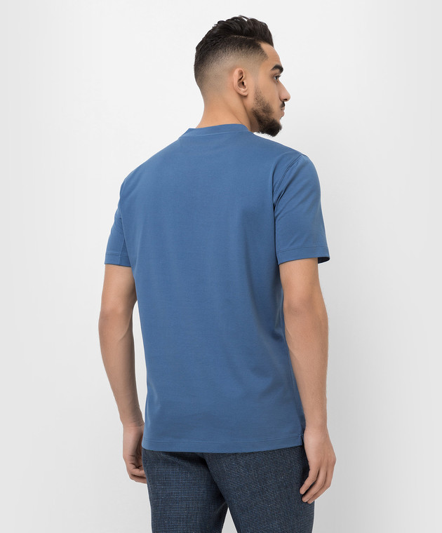 Brunello Cucinelli Синя футболка з принтом логотипу M0T618430 зображення 4
