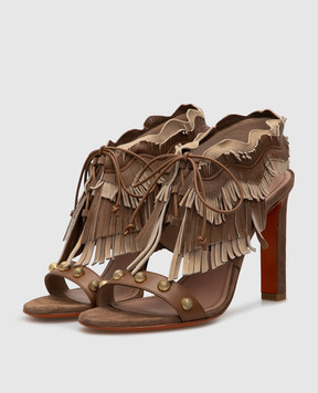 Santoni Коричневі замшеві босоніжки WHKL58535HI2ROWX