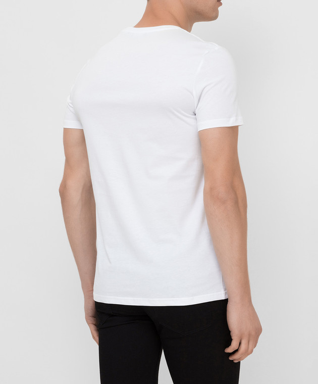 Balmain Біла футболка з фактурним логотипом WH1EF000B140 зображення 4