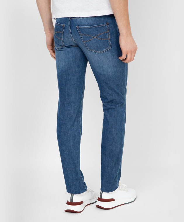 Brunello Cucinelli Синие джинсы с эффектом потертости ME645D2210 изображение 4