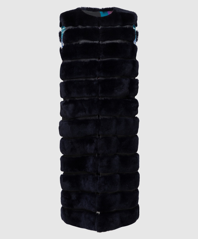 Rindi Темно-синий жилет из меха кролика 546RX017