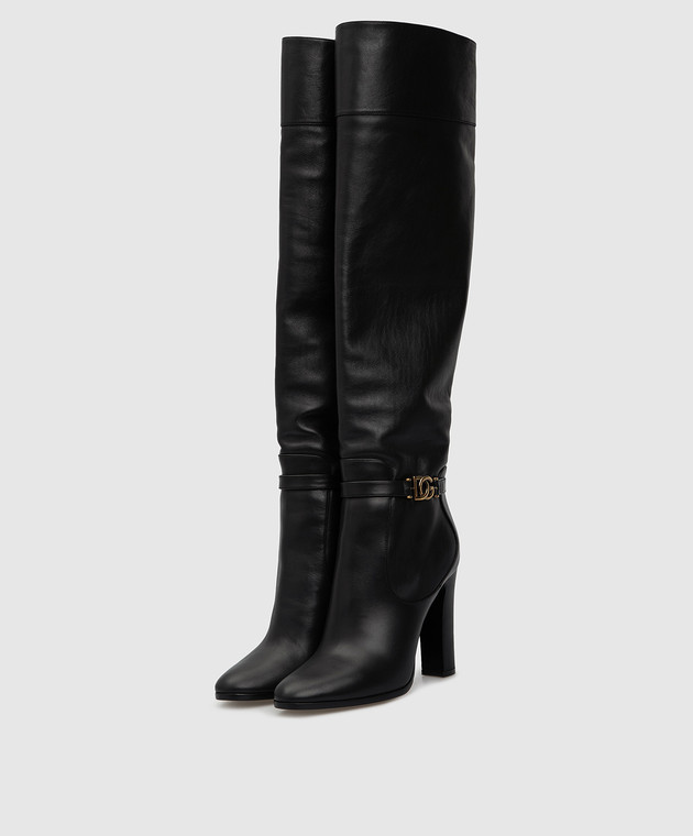 Dolce&Gabbana Черные кожаные ботфорты CU0671AW695 изображение 3