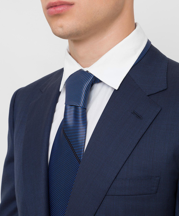 Stefano Ricci Темно-синій шовковий галстук в геометричний візерунок CXDD41073 зображення 2