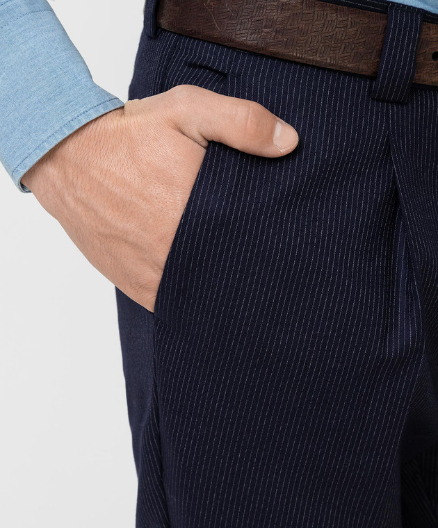 Brunello Cucinelli Темно-синие брюки из шерсти ME235E1450 изображение 5