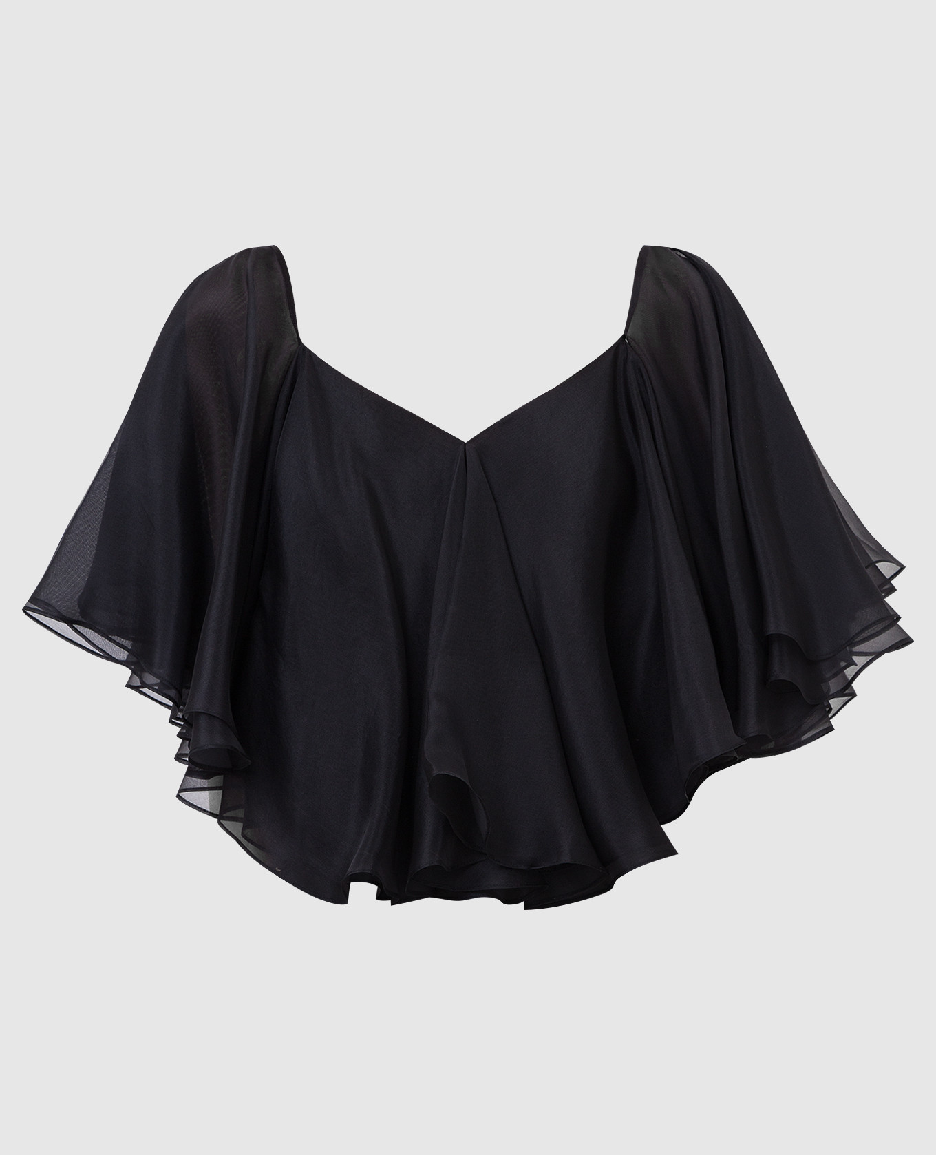 

Черный шелковый топ с драпировкой, Топы