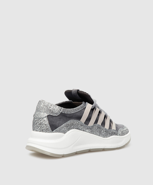 MYM Gray Suede Twin Sneakers with Contrasting Panels TWIN image 4