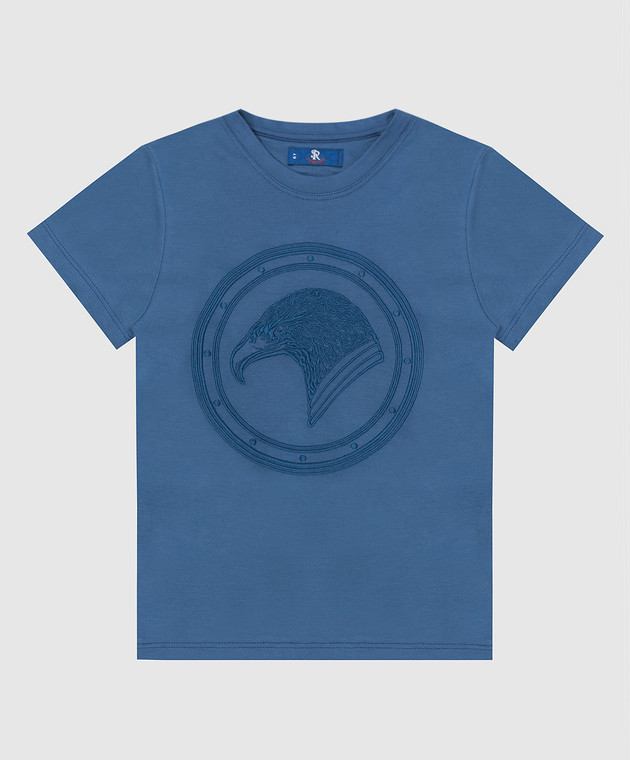 Stefano Ricci Детская светло-синяя футболка с вышивкой эмблемы YNH8400010803