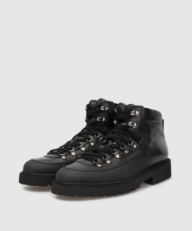 Doucal's Черные кожаные ботинки на меху DU2912CENTPM557 изображение 3