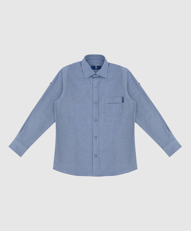 Stefano Ricci Детская темно-синяя меланжевая рубашка YJ003572TE1701