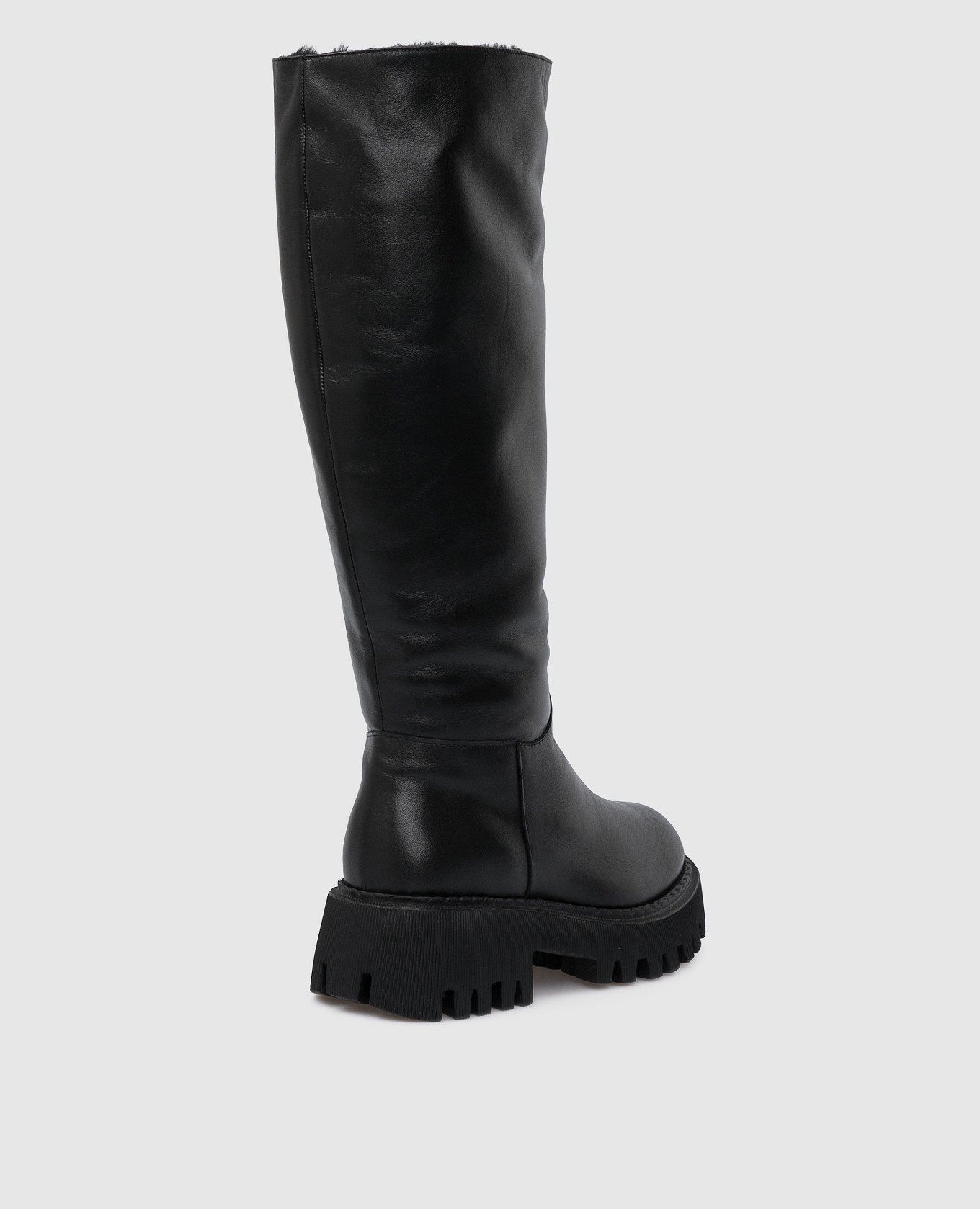 AREA Черные кожаные сапоги на меху 239AGNELLO изображение 4