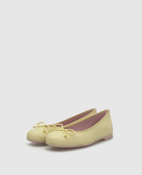Pretty Ballerinas Дитячі шкіряні жовті балетки Hermione з бантиком 48403