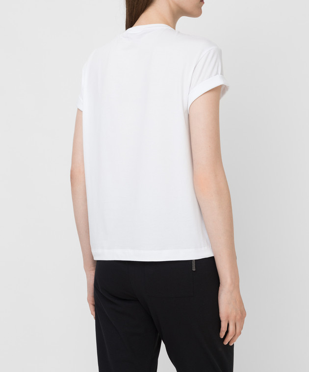 Brunello Cucinelli Белая футболка с накладным карманом MPT18BB300 изображение 4