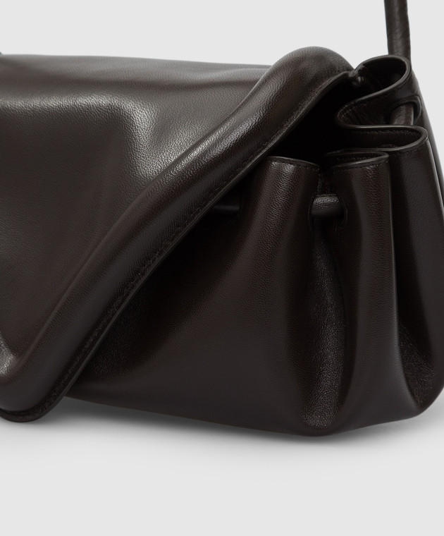 Bottega Veneta Темно-коричнева шкіряна сумка-кисет Beak 658523VCP30 зображення 5