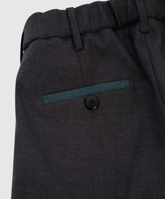 Stefano Ricci Детские темно-серые брюки из шерсти Y1T0G90T00W0017C изображение 3