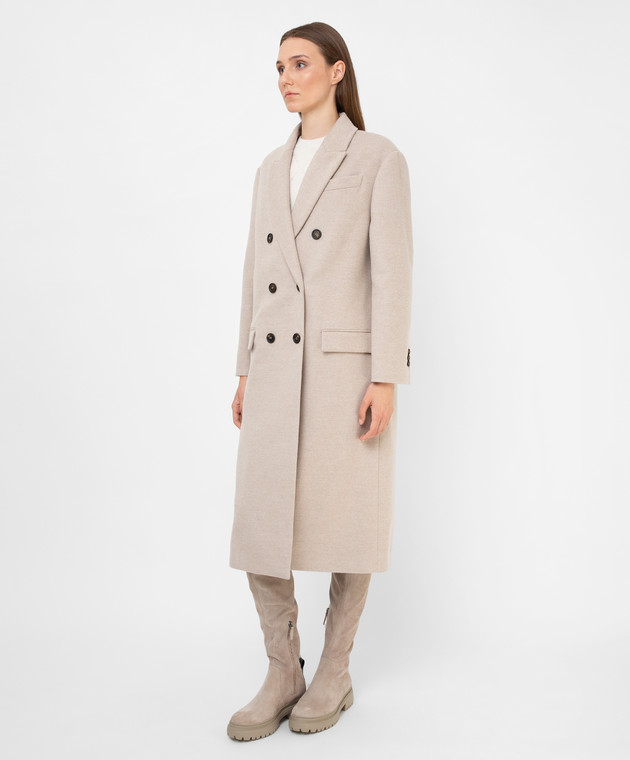 Brunello Cucinelli Double-breasted coat in wool and cashmere with chains ME4179732 image 3