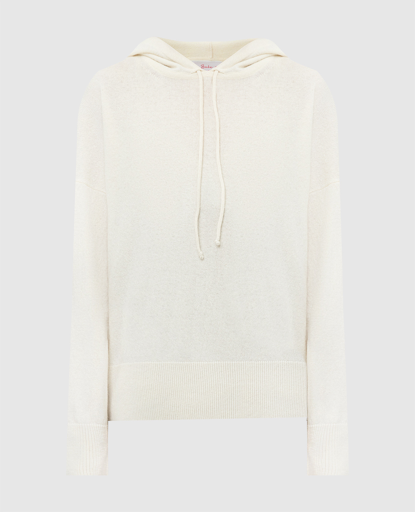 Light beige wool and cashmere hooded jumper