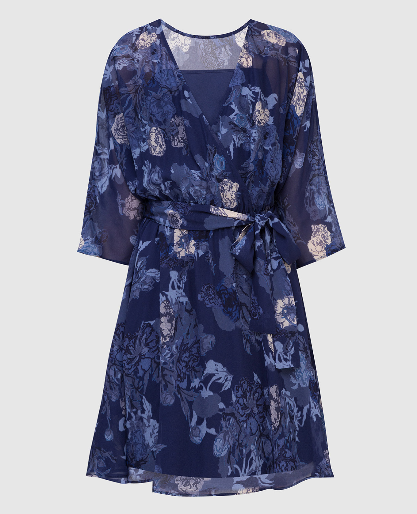 Темно-синее платье с цветочным узором