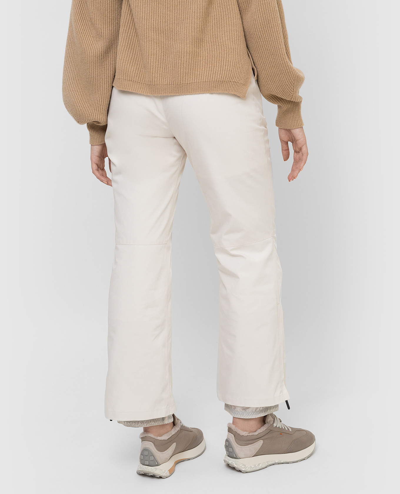 Yves Salomon Army Светло-бежевые горнолыжные брюки 22WFP075XXM20W изображение 4
