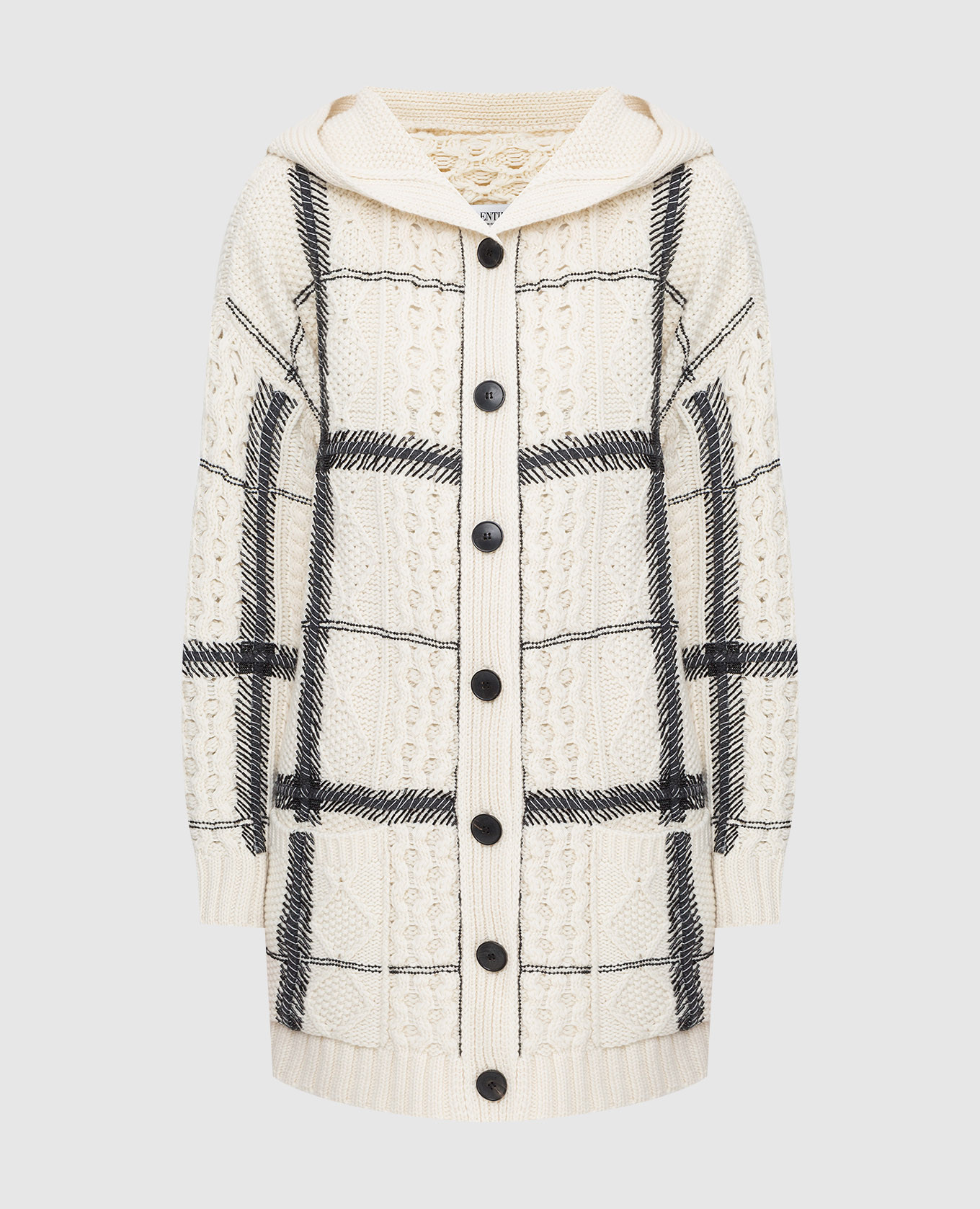 

Кардиган из шерсти в узор с бисером, Бежевый, Кардиганы