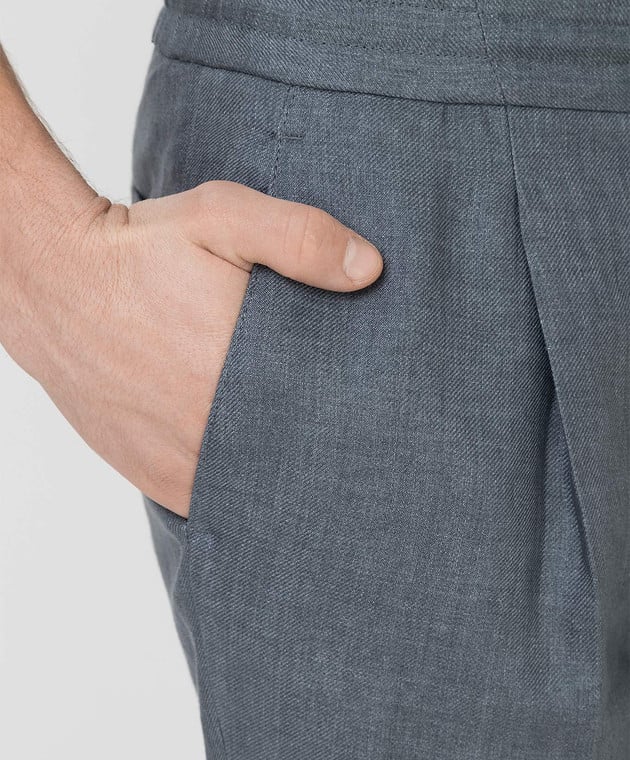 Brunello Cucinelli Темно-серые брюки из льна MD417E1740 изображение 5