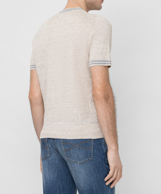 Brunello Cucinelli Бежевая футболка из льна M2L18300 изображение 4