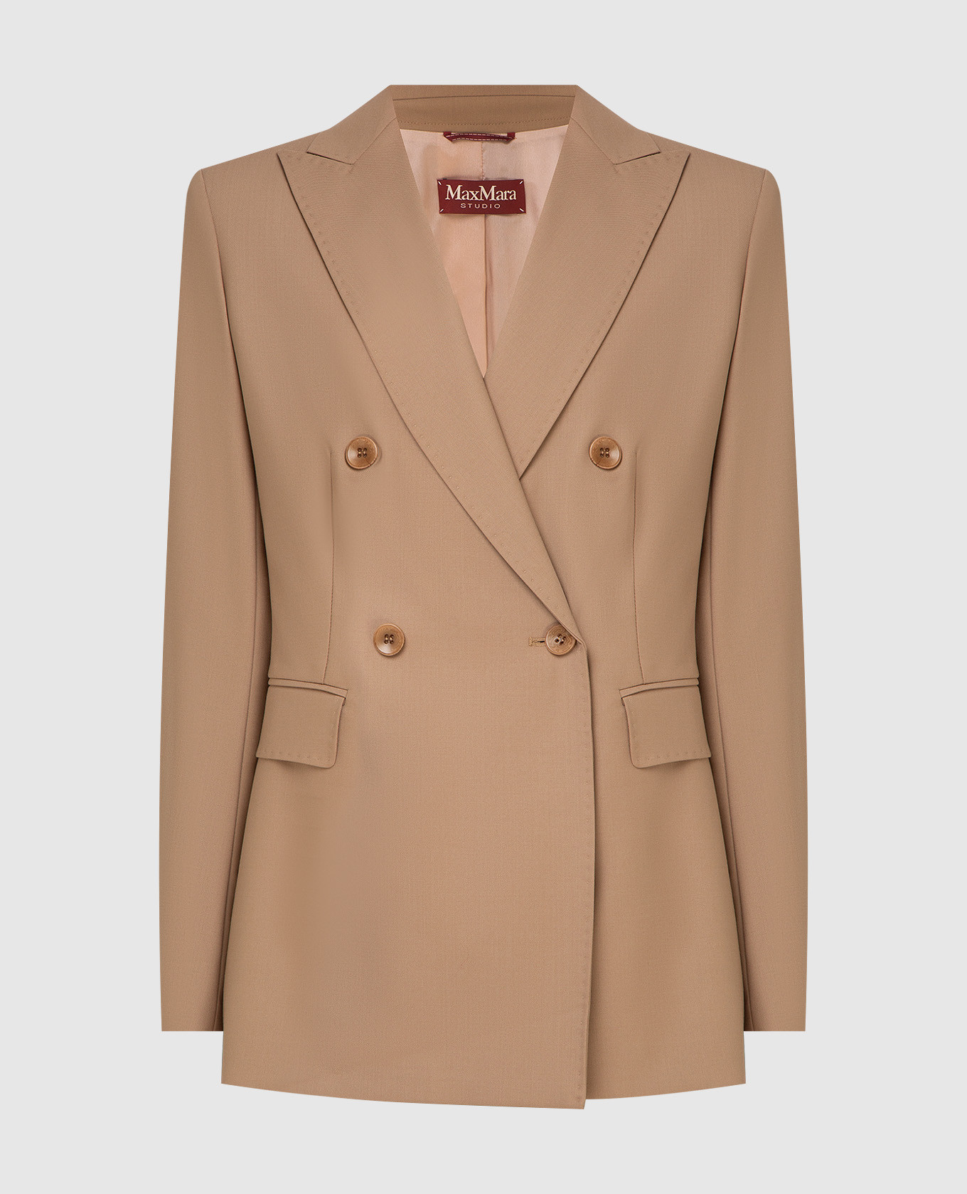

Двубортный бежевый жакет Verbas из вирджинской шерсти Max Mara, Жакеты