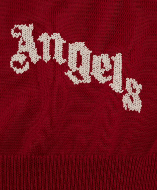 Palm Angels Дитячий червоний светр з  вовни з вишивкою PBHA001F21KNI001 зображення 3