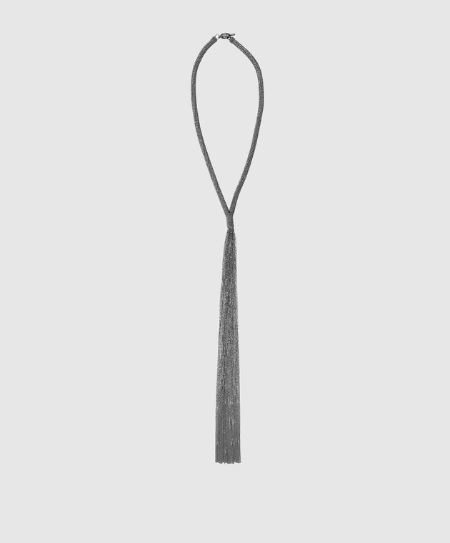 Brunello Cucinelli Темно-серое ожерелье с цепочками MCOW9G221